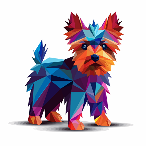 colorfull origami yorkshire terrier dog, vector art, white background
