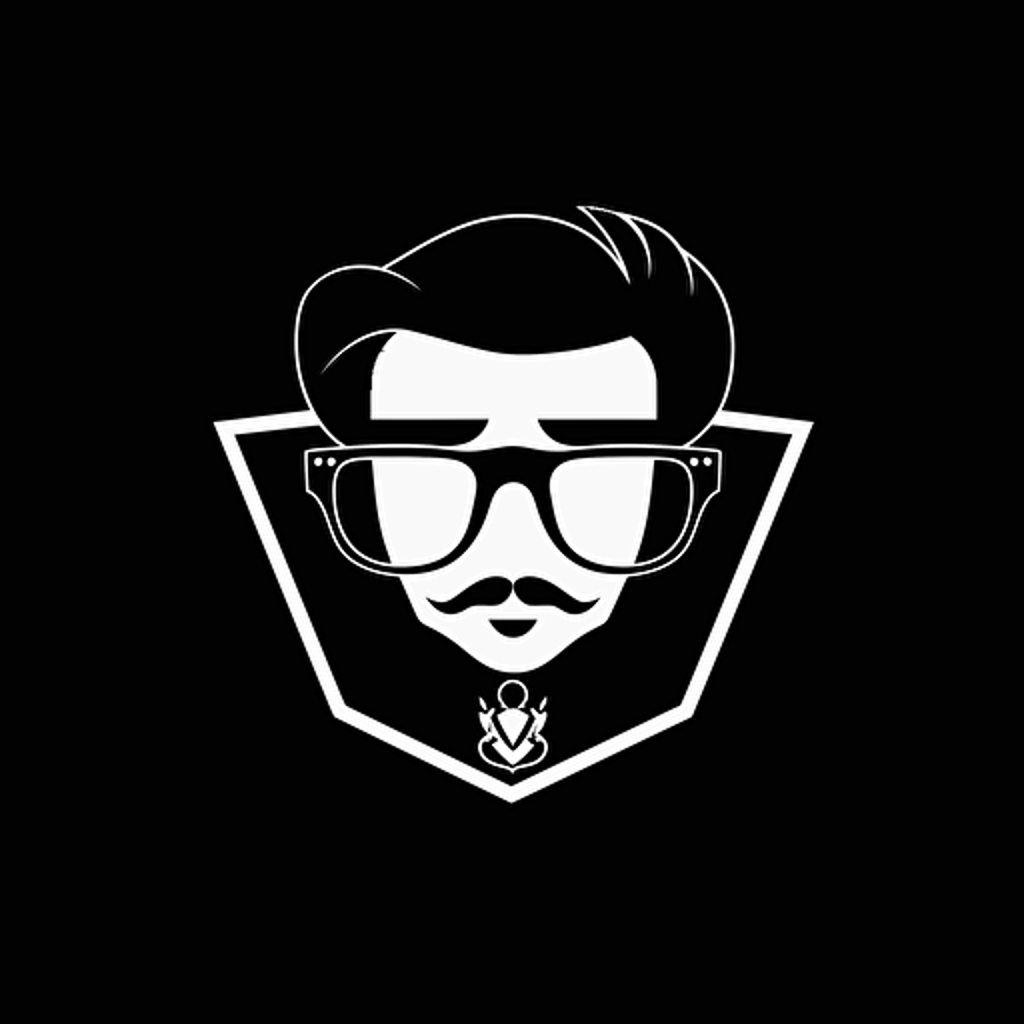 Logo blason, vector, flad 2d, black, white background Minimalist and Elegant Hacker logo blason with pair of optic glasses