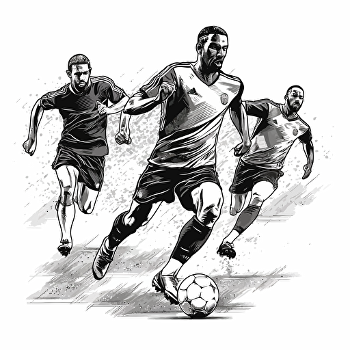 soccer drawing style, black and white vector