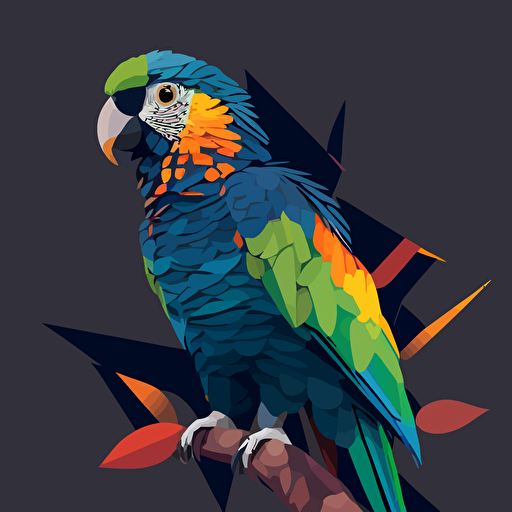 A Stochastic Parrot, flat design, vector art