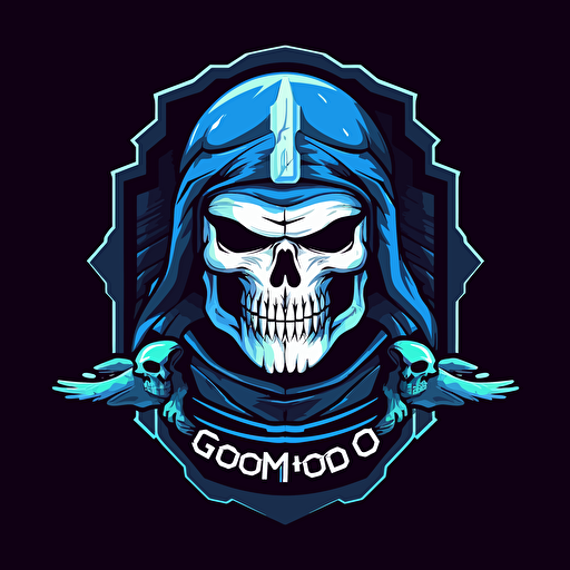 Simple logo design of Ghost of Call of duty with greek influence, greek flag, flat 2d, esport, vector, company logo, macdonalds sing style, graffiti style, Lacoste sign style