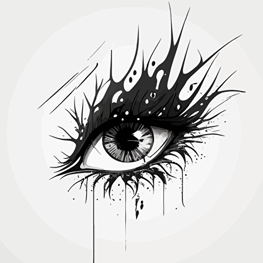 Abstract, minimalist, agressive wraith dragon eye in the style of a single line drawing, Vector, white background, masterpiece, trending on Artstation and Dribbble