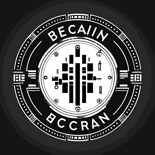 Clean, modern, logo for a blockchain verification service. vector, black and white