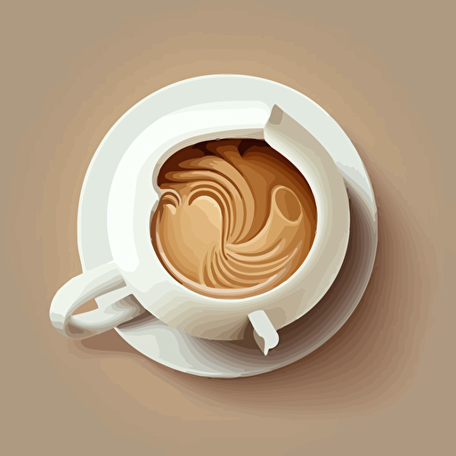 a coffee cup and the white foam in it creates the shape of a lock, vector,2d,flat