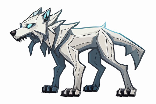 32 bit artic wolf enemy sprite game, facing right, scary design, straight white background, no shadow, vector art style