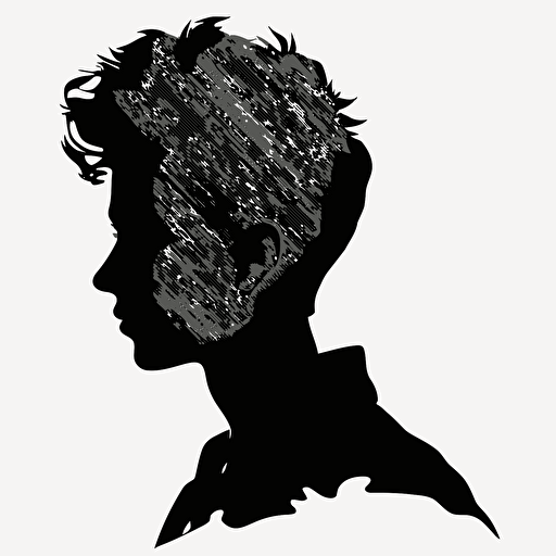 silhouette of a person, black on white background, flat vector art, black and white