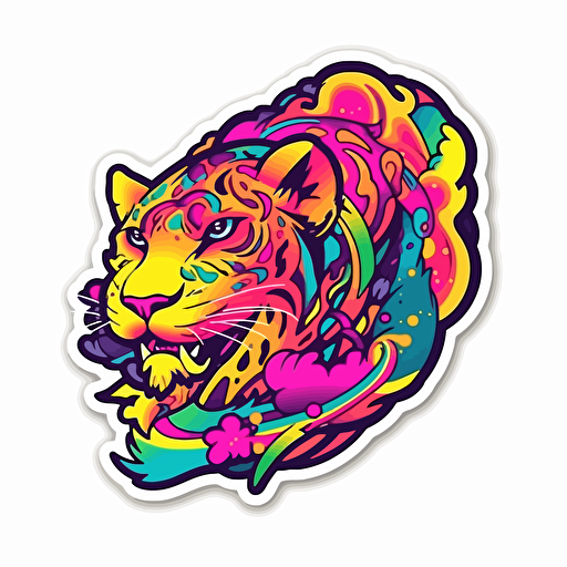 lisa frank style, sticker, white background, contour vector, view from above