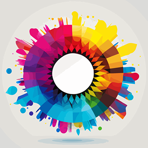 cmyk, vibrant color, flat 2d, vector, white background, enclosed in a circle, professional design vector