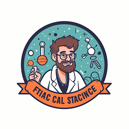 vector logo of a youtube channel about science questions, flat design, minimalist, science