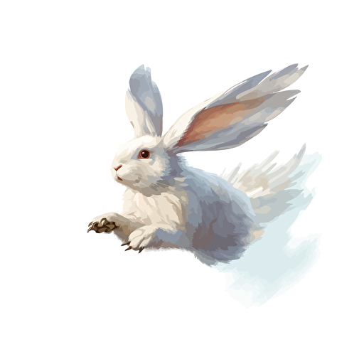 bunny, vector art, white backround, flying bunny