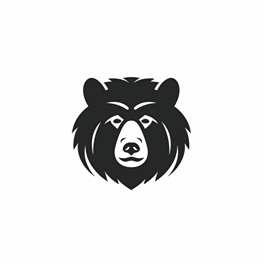 cute modern minimal iconic logo of a bear head black vector, on white backgrounds.