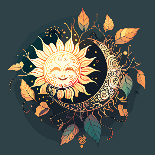 boho sun vectorial style design