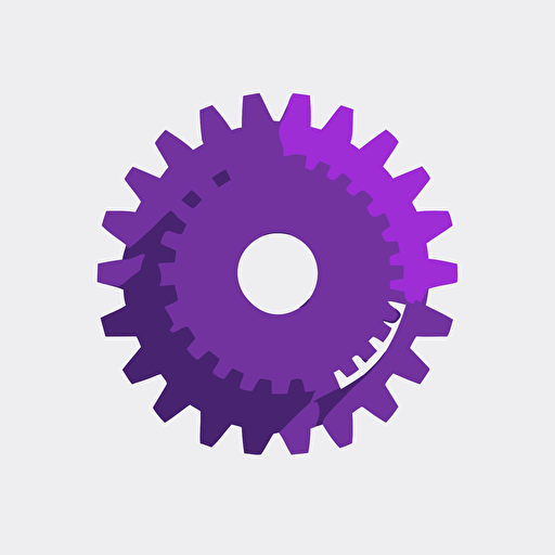 simple icon, digital gear, white background, single color, purple, vector, no shadows