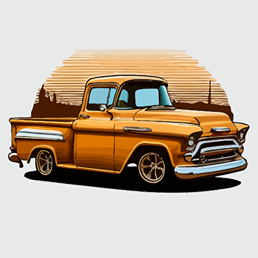 1957 chevy pickup side view, vector, sticker