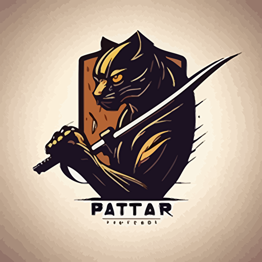 vector logo minimalist of a panther with his paw holding a katana