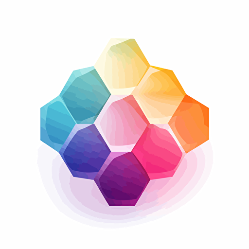 logo vector file pastel gradient colors, stack of hexegons, no shading