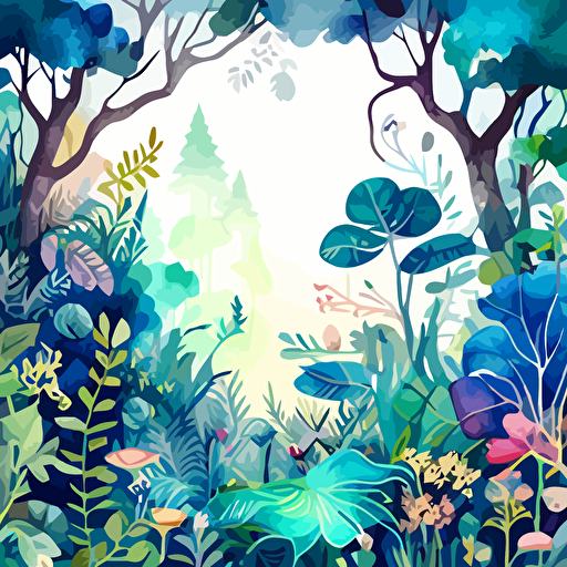 seemless pattern. High resolution vector image. Journey through an enchanted forest. Watercolor