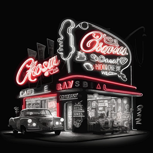 cool neon sign vector black and white