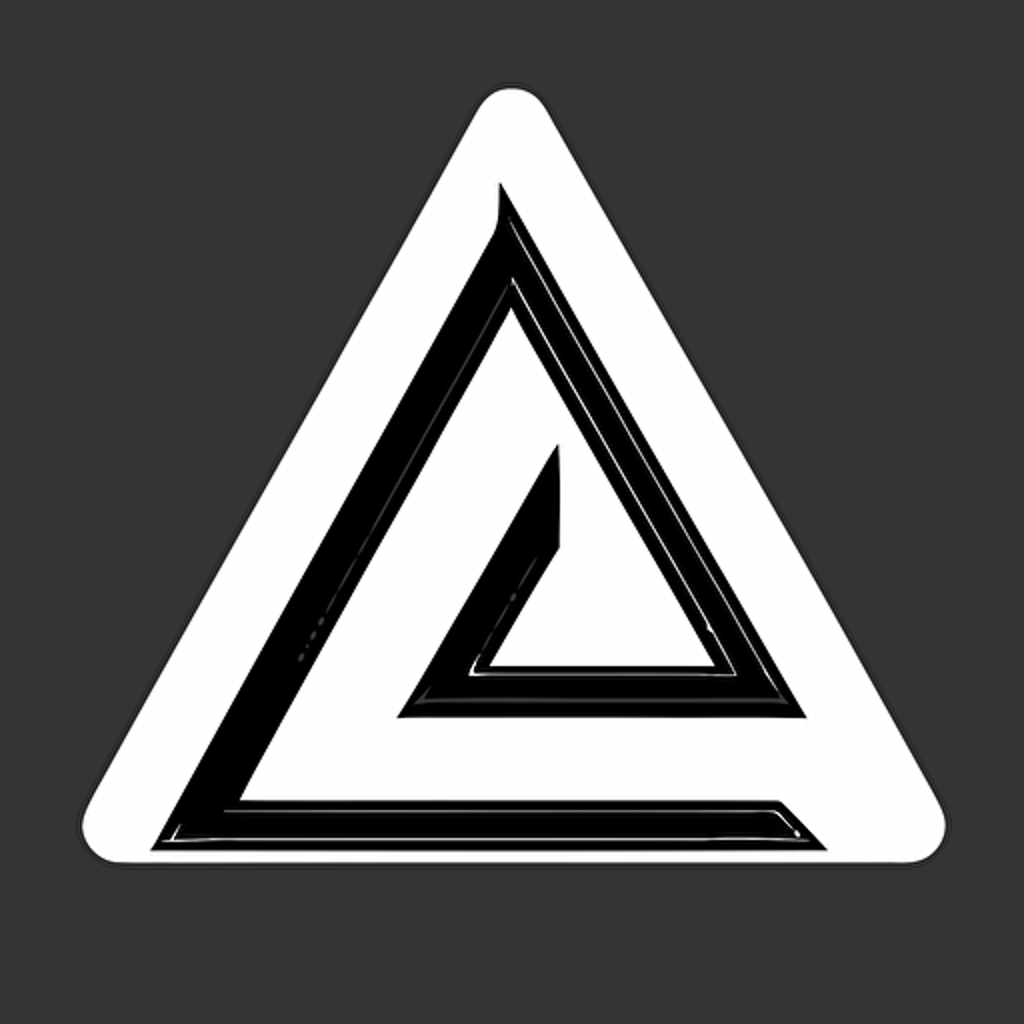 simple black and white minimalist vector logo in shape of triangle focused on technology and the number 3