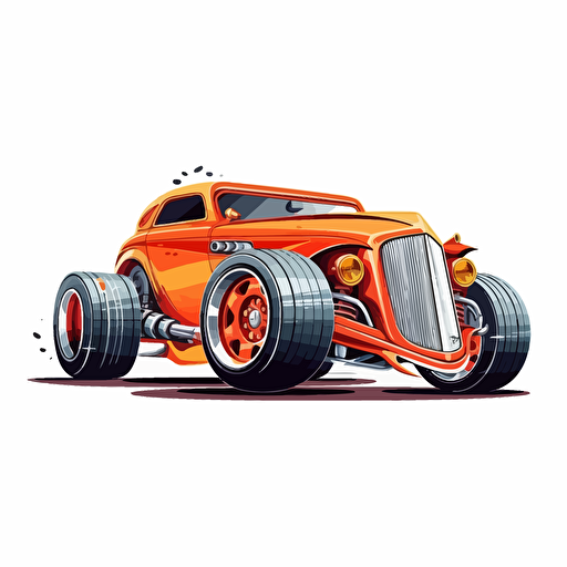 cool car cartoon, hot wheel design, vector art, white background