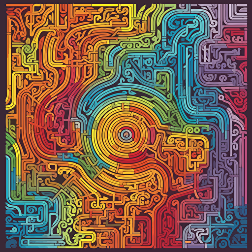 a crazy rainbow maze, vector illustration