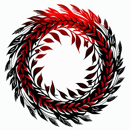 sweetgrass braid vector 2d in black and red in a circle shape