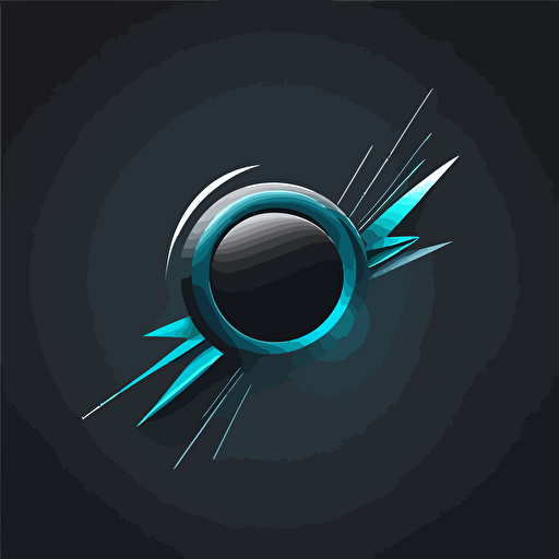 bloch sphere spin around arrow vector illustration, blue sky colour clean logo symbol, modern UI, minimalistic, deep black background