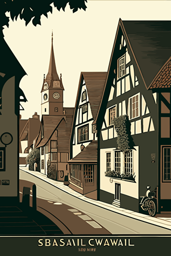 German village, svg vector drawing