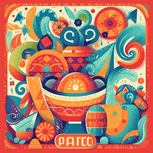 Vector illustration of Puerto Rican celebrating Cinco de Mayo, in vibrant colors