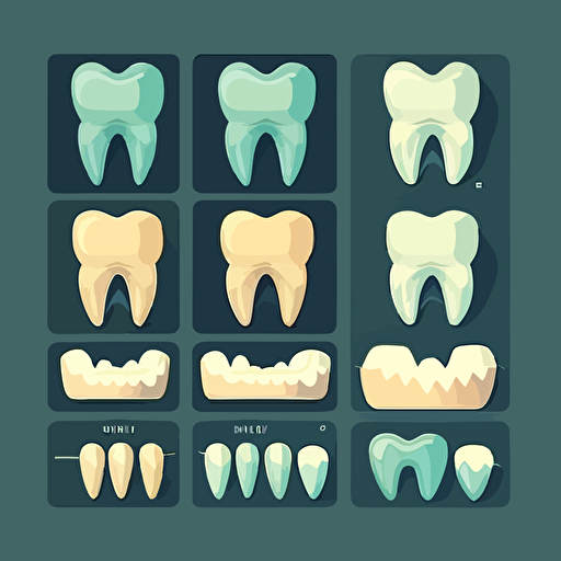 flat vector illustration of bottom row and front row of teeth