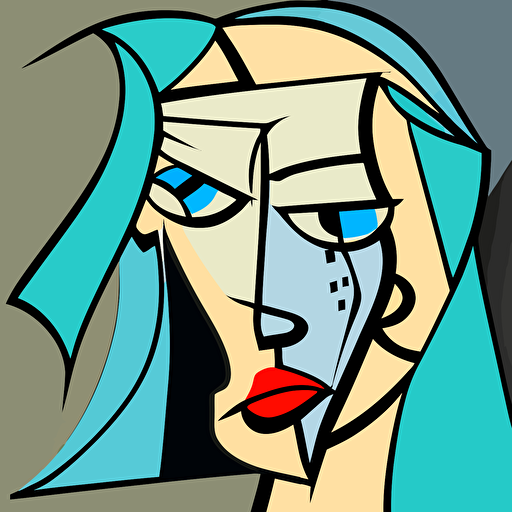 face, cartoon, picasso style, vector, 4:5