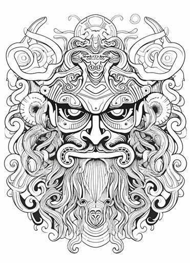 2d illustration, simple vector cool coloring page