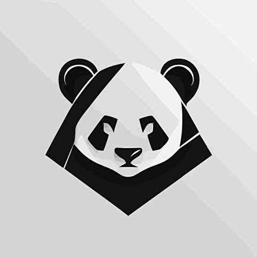 an abstract panda logo. Behind angle. Black and white vector. Minimal. Simple. Clean. No detail. No texture. Abstract. Basic.
