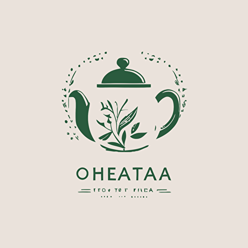 Logo for a herbal tea compagny, with a teapot, vectorial, minimalist, green and white, modern design –q 2