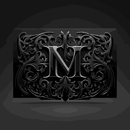 business card logo, letter M, gothic, dark ornamental style, vector, ultra definition