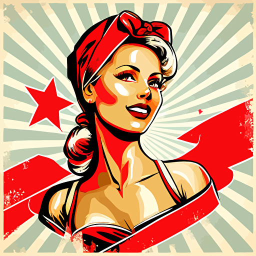 soviet pin up girl covered in only USSR flag vector image