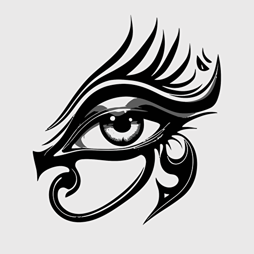 y2k style vector, eye of horus, black and white, cartoon, smooth