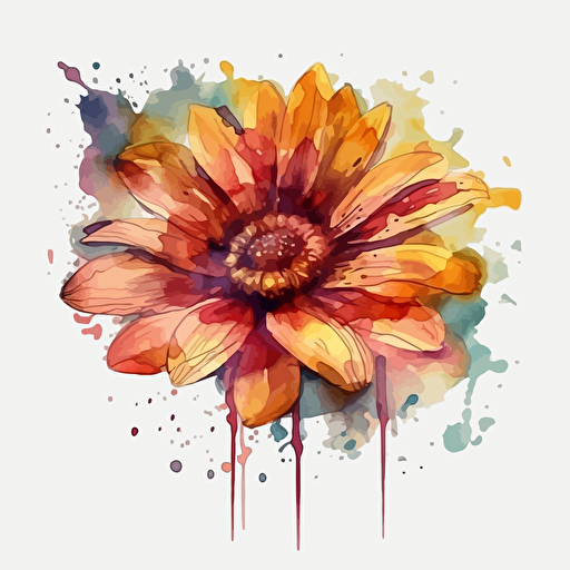 watercolor flower, detailed, cartoon style, 2d watercolor clipart vector, creative and imaginative, hd, white background