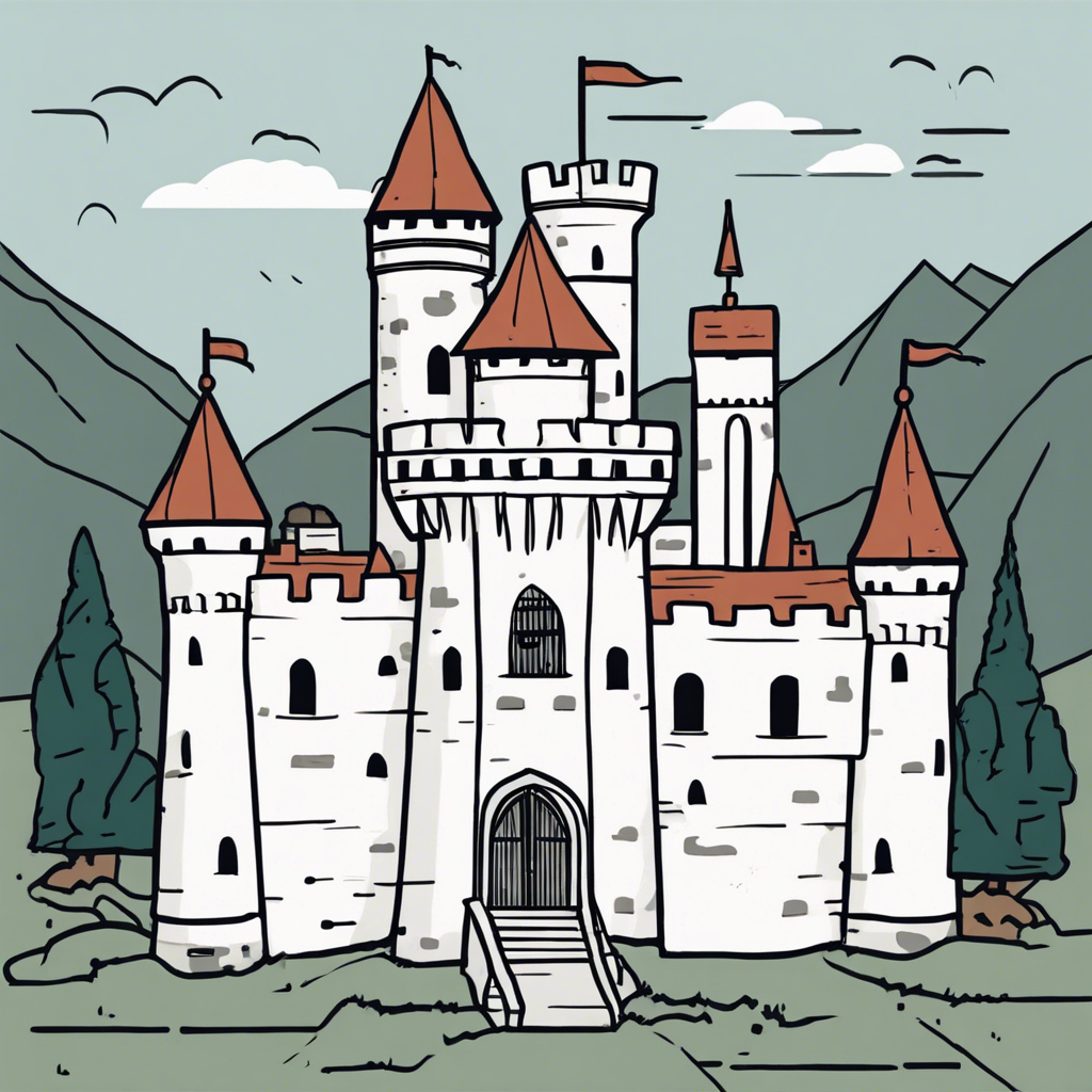 a castle, illustration in the style of Matt Blease, illustration, flat, simple, vector