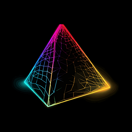 futuristic iconic logo of a mouse cursor resembling a prism, white vector, on black background