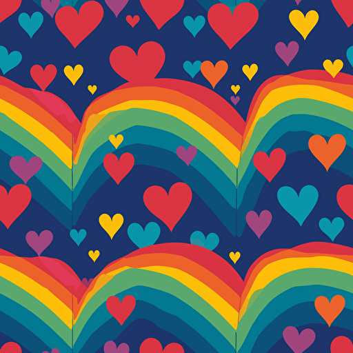 Vector hearts and rainvow flag