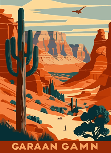 grand canyone travel poster, Vector flat illustration