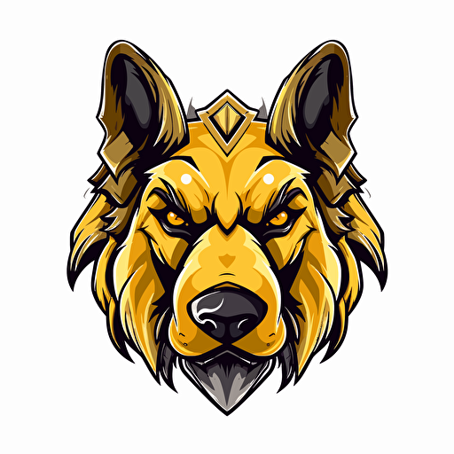 vector logo yellow dog, ears up, like warrior