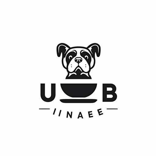 create a modern simple, minimalist logo of "UB" brand, this logo is for a cafe that sell coffee and french pastry. black and white, high resolution vector. The logo have a cup of coffee with french pastry element on it. The overall effect should be a logo that feels both modern or urban lifestyle.