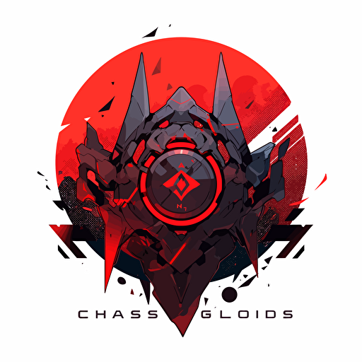 Chaos labs logo, video game company, sharp, vector, red and gray and black, futuristic