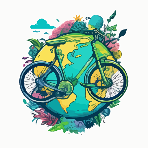 earthday and bicycle vector design, full color, printable, bicycle themed, no text