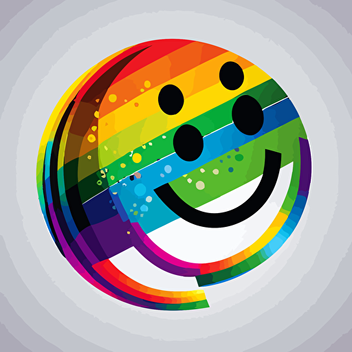vector logo combining rainbow and smiley face. Non complicated. Simple.