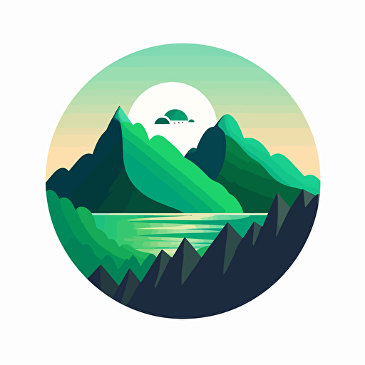 very simple logo for valley, green colors, vector flat, PNG, SVG, flat shading, solid white background, mascot, logo, vector illustration, masterwork, 2D, simple, illustrator