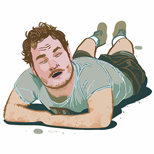 andy dwyer from parks and recreation laying on the ground in his boxers after trying to run but becoming overwhelmed and tired vector art