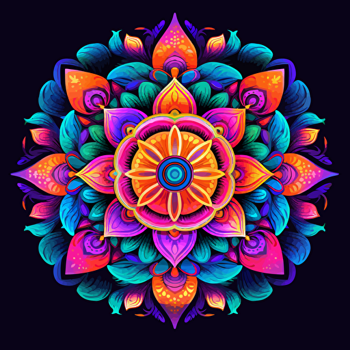 2d mandala made with human hands uv colors vector style detailed